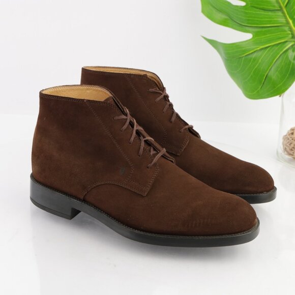 TODS Mens Chukka Boots Size 10 Brown Suede Lace Up Plain Toe Comfy Dress Shoes - Picture 2 of 13